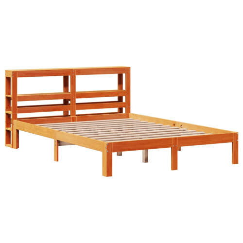 VidaXL (wax brown, 120 x 190 cm) vidaXL Bed Frame with Headboard Wax Solid Wood Pine 2