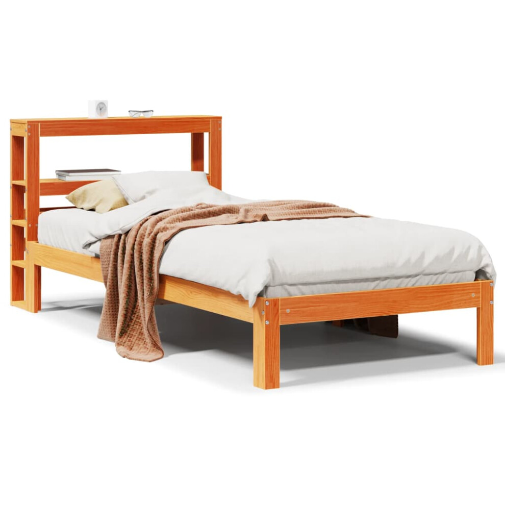Vidaxl (Wax Brown, 100 X 200 Cm) Bed Frame With Headboard Wax Solid Wood Pine