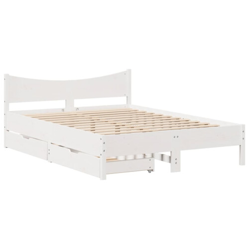VidaXL (white, 140 x 200 cm) vidaXL Bed Frame with Drawers Bed Base Solid Wood Pine 1
