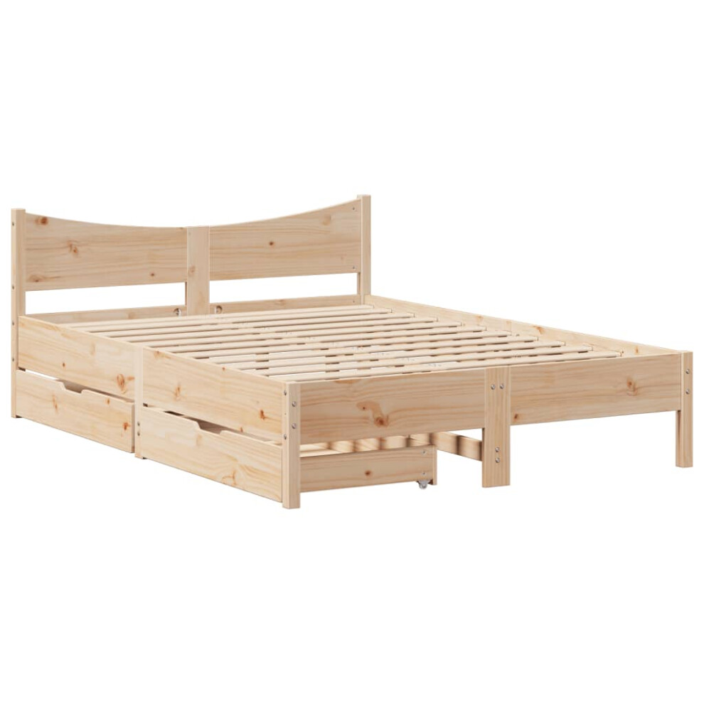 (natural, 120 x 200 cm) vidaXL Bed Frame with Drawers Bed Base Solid Wood Pine