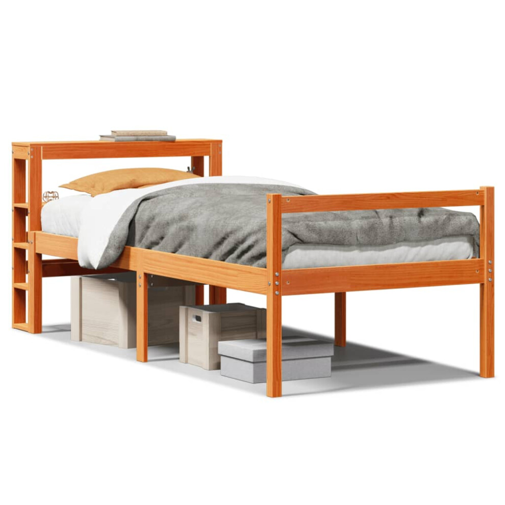 Vidaxl (Wax Brown, 75 X 190 Cm) Senior Bed With Headboard Children Bed Frame Bunk Bed Solid Wood Pine