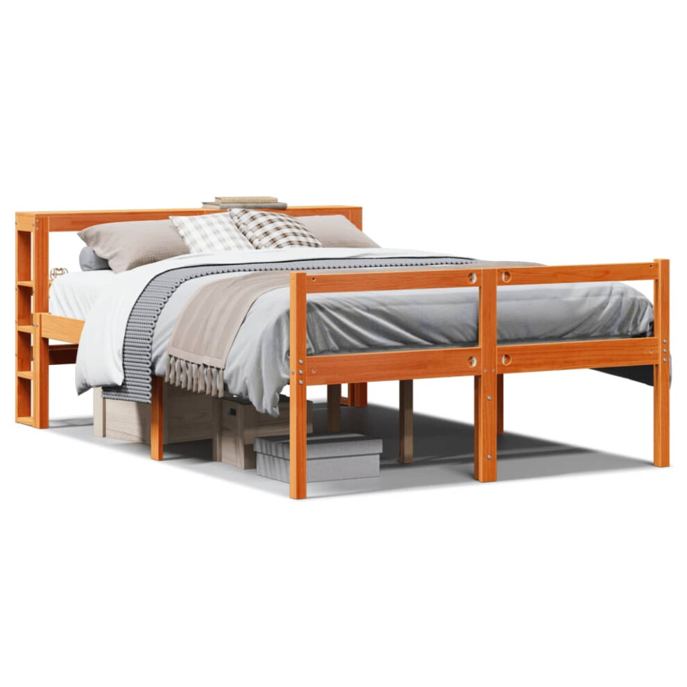 Vidaxl (Wax Brown, 120 X 190 Cm) Senior Bed With Headboard Children Bed Frame Bunk Bed Solid Wood Pine
