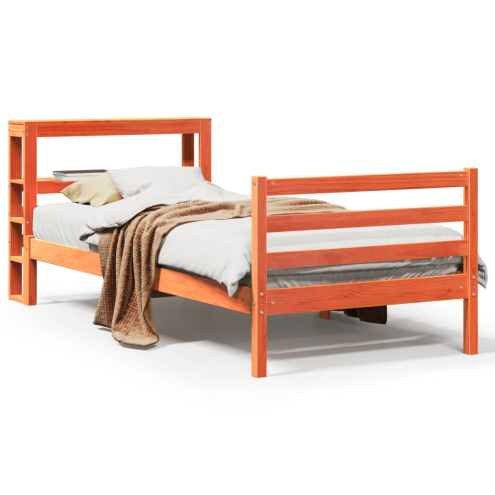 Vidaxl (Wax 90 X 200 Cm) Bed Frame With Headboard Solid Wood Pine Brown
