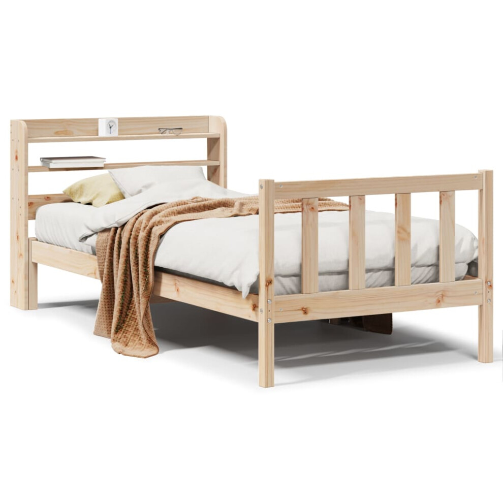 (natural, 100 x 200 cm) vidaXL Bed Frame with Headboard Bed Base Wax Solid Wood Pine