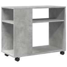 (concrete grey) vidaXL Side Table with Wheels Hall Tea End Table Sofa Table Engineered Wood