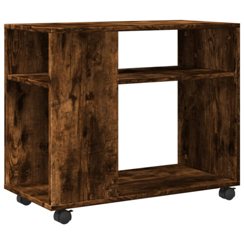 VidaXL (smoked oak) vidaXL Side Table with Wheels Hall Tea End Table Sofa Table Engineered Wood