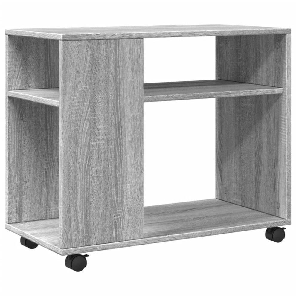 Vidaxl Side Table With Wheels Grey Sonoma 70X35x60 Cm Engineered Wood, Grey - Image 3