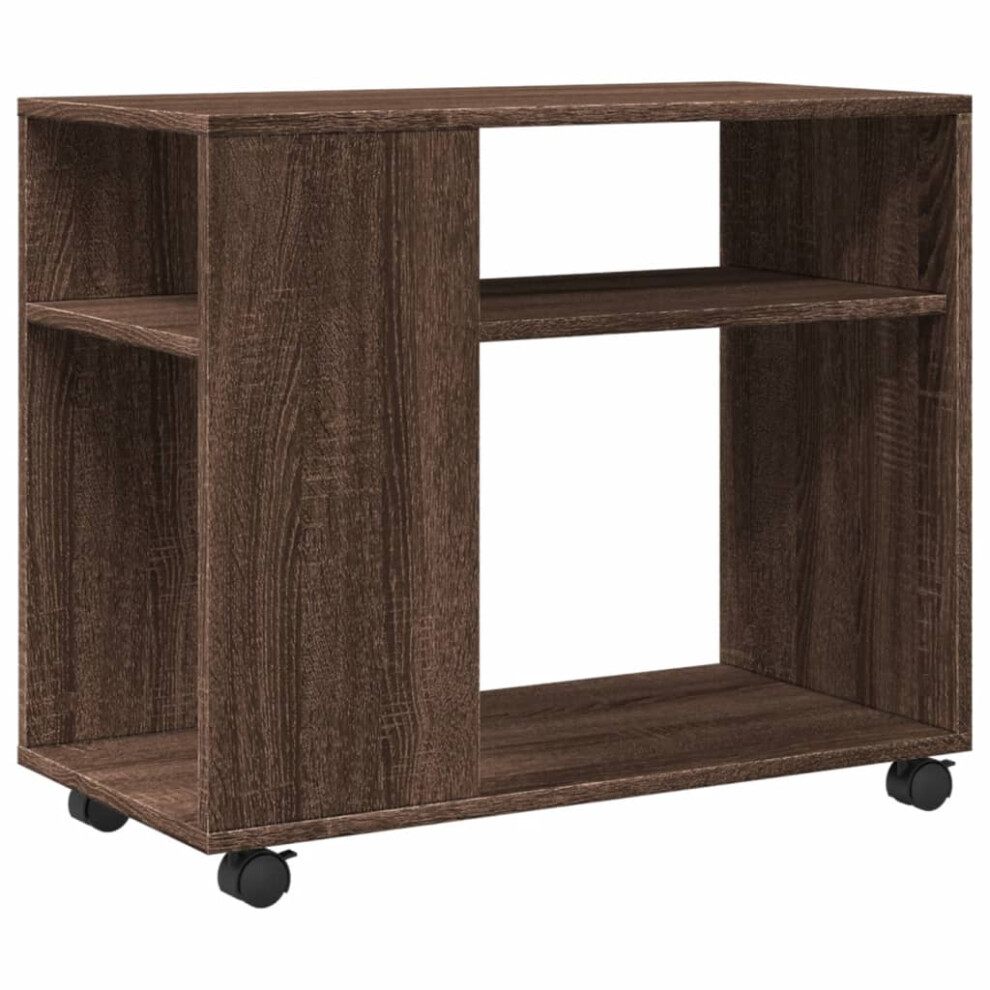 Vidaxl (Brown Oak) Side Table With Wheels Hall Tea End Table Sofa Table Engineered Wood