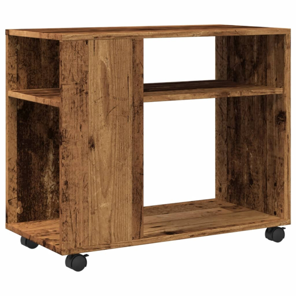 Vidaxl (Old Wood) Side Table With Wheels Hall Tea End Table Sofa Table Engineered Wood
