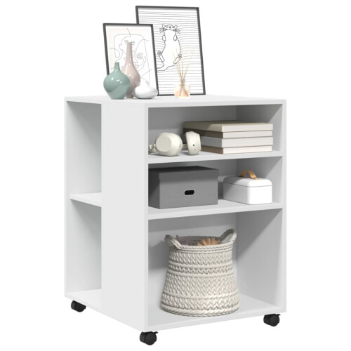 VidaXL (white) vidaXL Side Table with Wheels End Sofa Table Engineered Wood 2