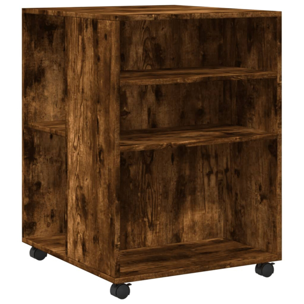 (smoked oak) vidaXL Side Table with Wheels End Sofa Table Engineered Wood