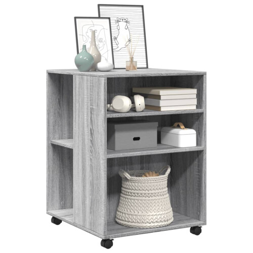 VidaXL (grey sonoma) vidaXL Side Table with Wheels End Sofa Table Engineered Wood 2