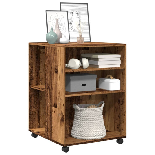 VidaXL (old wood) vidaXL Side Table with Wheels End Sofa Table Engineered Wood 2