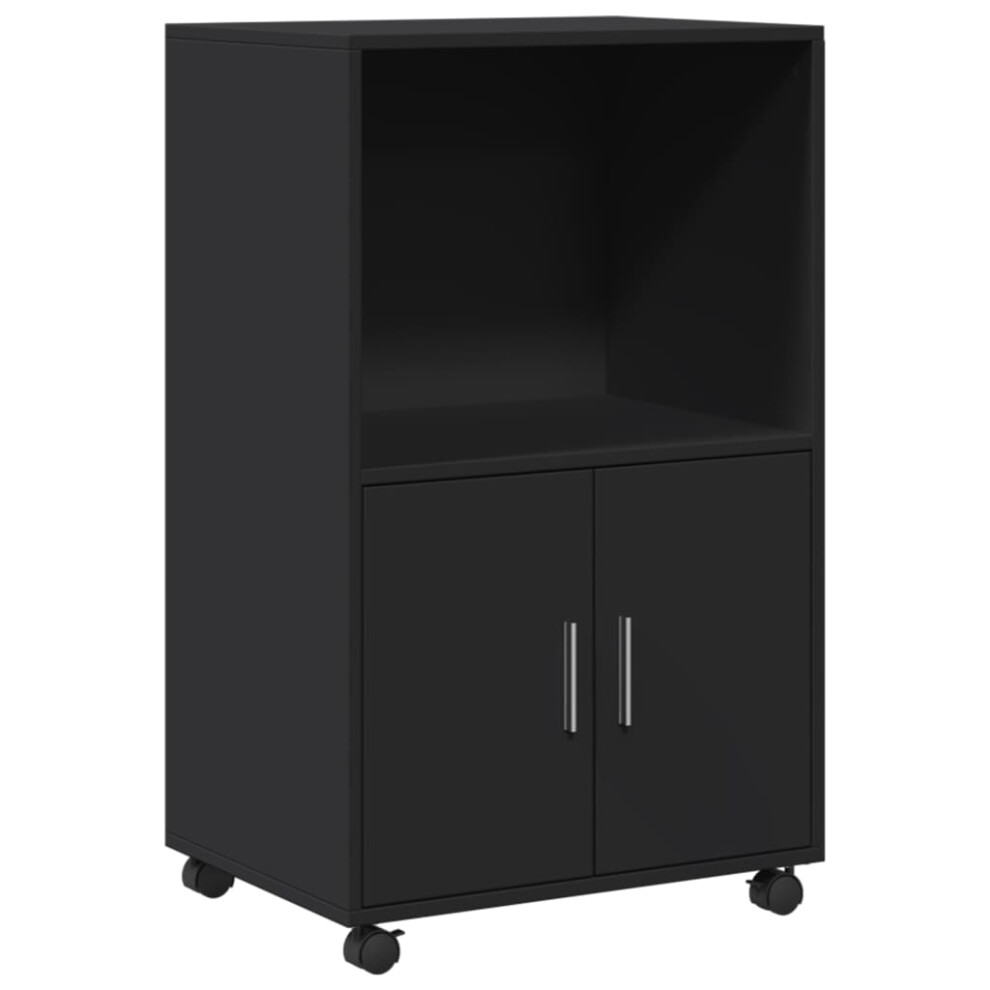 (black) vidaXL RollingÃÂ Cabinet Office Storage Cabinet Engineered Wood