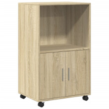 (sonoma oak) vidaXL Rolling Cabinet Office Storage Cabinet Engineered Wood