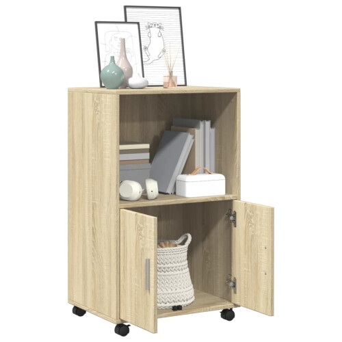 VidaXL (sonoma oak) vidaXL RollingÂ Cabinet Office Storage Cabinet Engineered Wood 2