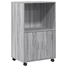(grey sonoma) vidaXL Rolling Cabinet Office Storage Cabinet Engineered Wood