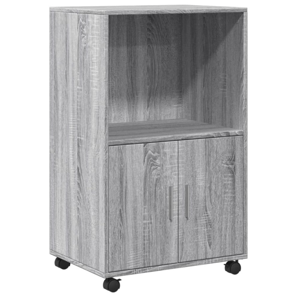 (grey sonoma) vidaXL RollingÃÂ Cabinet Office Storage Cabinet Engineered Wood