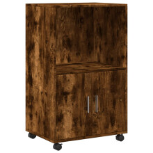 (smoked oak) vidaXL Rolling Cabinet Office Storage Cabinet Engineered Wood