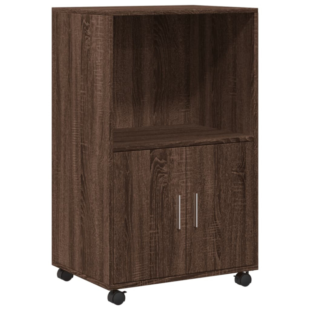 (brown oak) vidaXL RollingÃÂ Cabinet Office Storage Cabinet Engineered Wood