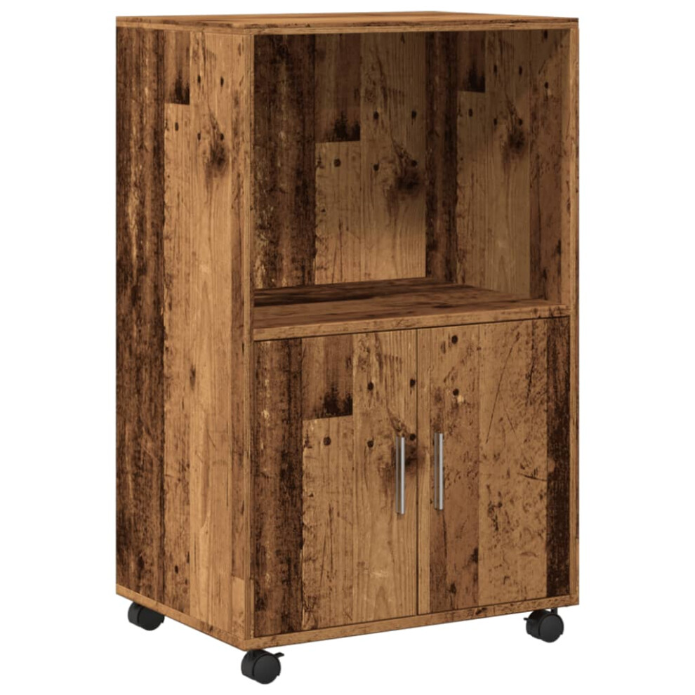 (old wood) vidaXL RollingÃÂ Cabinet Office Storage Cabinet Engineered Wood