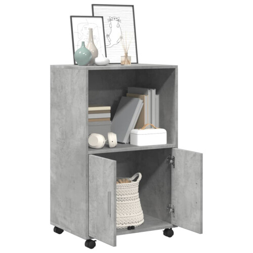 VidaXL (concrete grey) vidaXL RollingÂ Cabinet Office Storage Cabinet Engineered Wood 2