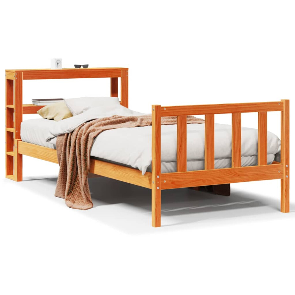 (brown, 100 x 200 cm) vidaXL Bed Frame with Headboard Bed Base Wax Solid Wood Pine