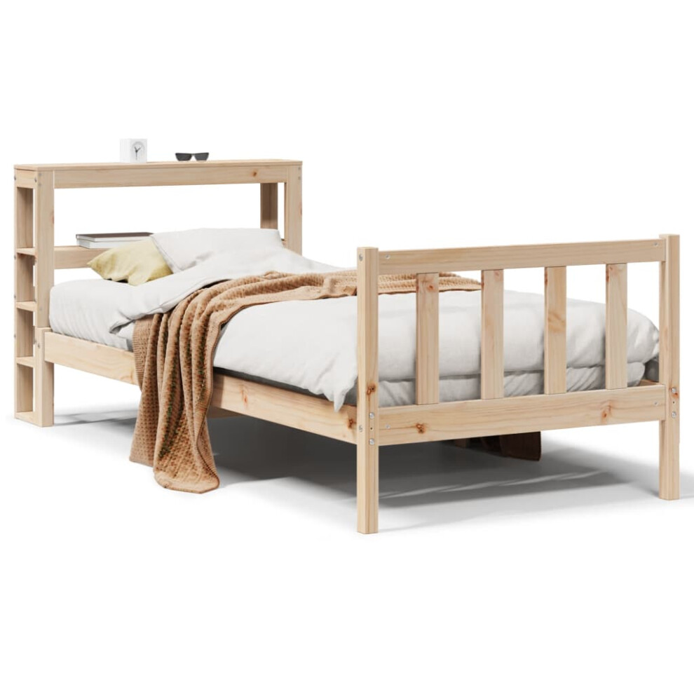 (natural, 75 x 190 cm) vidaXL Bed Frame with Headboard Bed Base Wax Solid Wood Pine