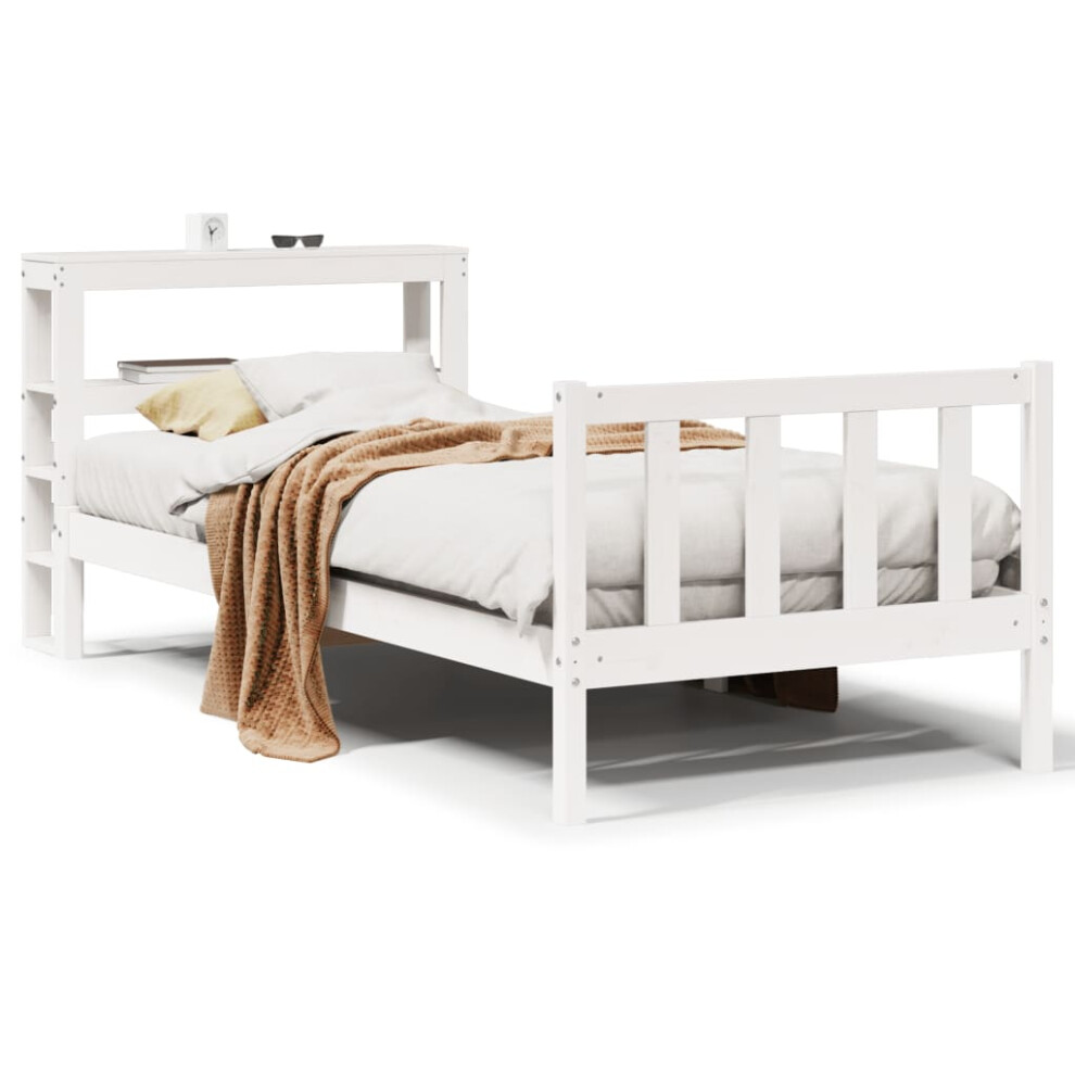 (white, 100 x 200 cm) vidaXL Bed Frame with Headboard Bed Base Wax Solid Wood Pine