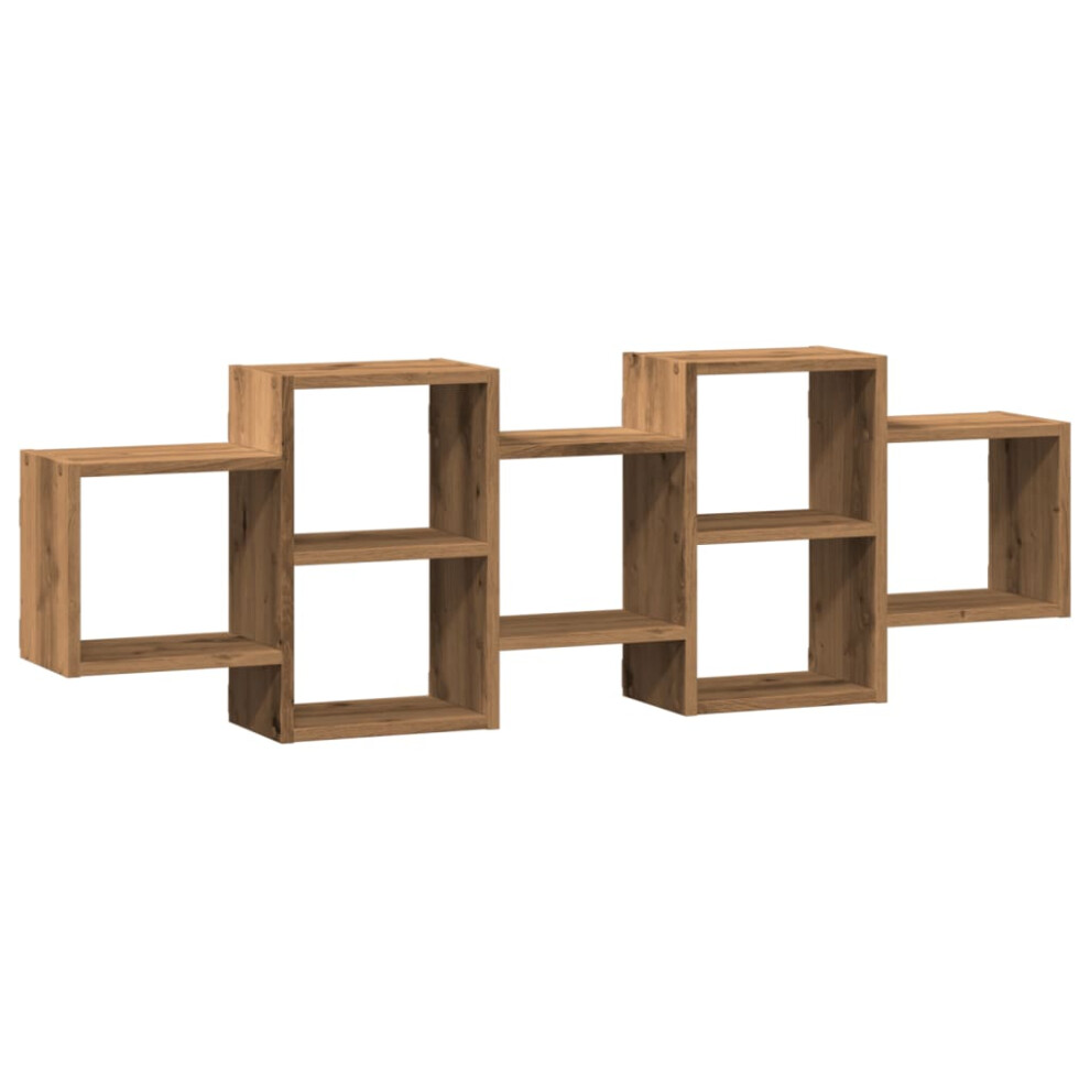 (Oak, 129 X 18 X 42 Cm) Vidaxl Wall Shelf Floating Shelf Wall Storage Shelf Engineered Wood 8721158360915