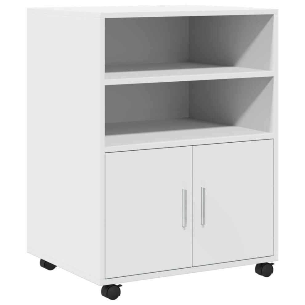 Vidaxl (White) Rolling Cabinet Mobile Filing Cabinet Storage Cabinet Engineered Wood White