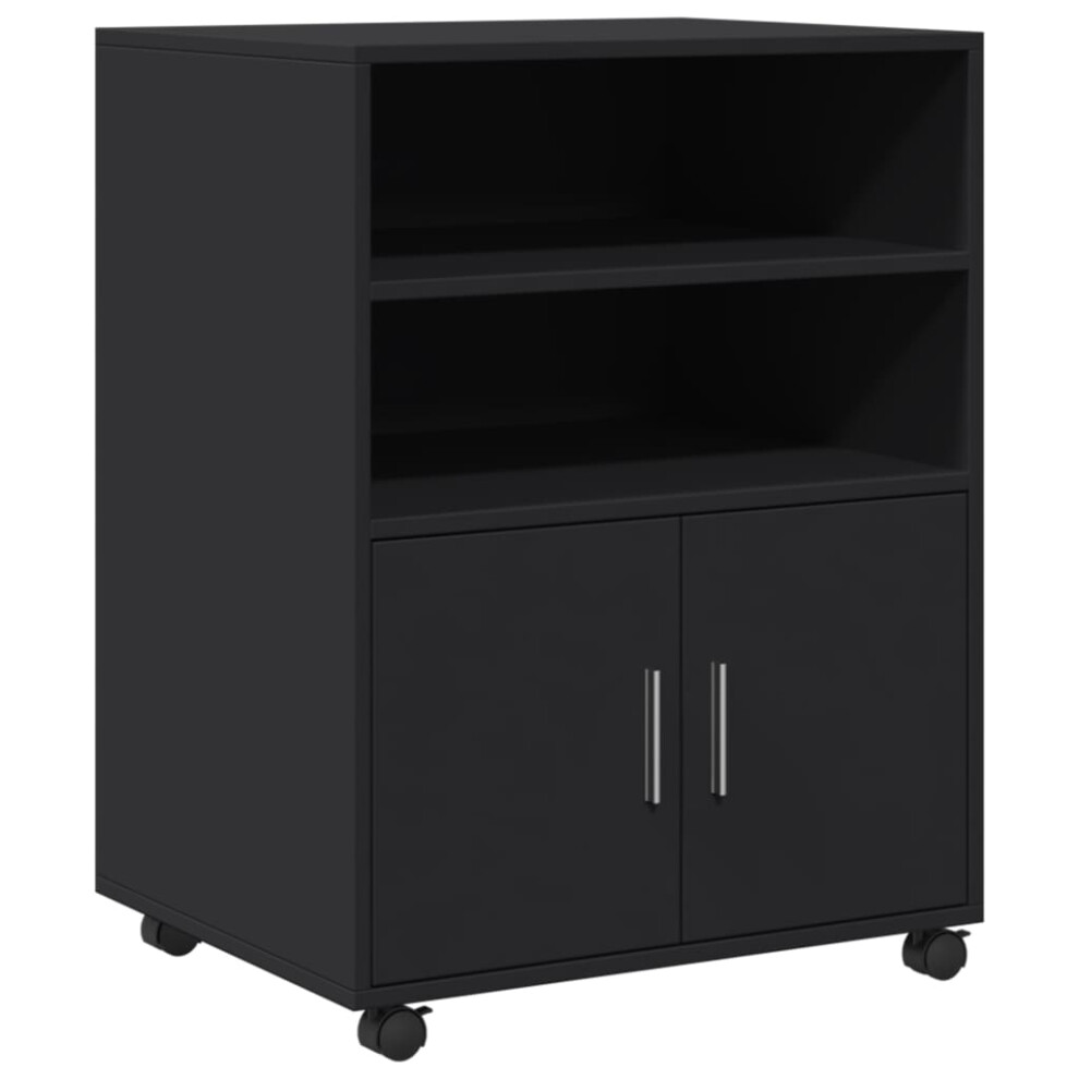 (black) vidaXL Rolling Cabinet Mobile Filing Cabinet Storage Cabinet Engineered Wood