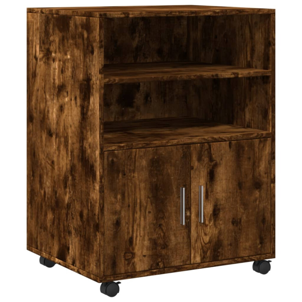 (smoked oak) vidaXL Rolling Cabinet Mobile Filing Cabinet Storage Cabinet Engineered Wood