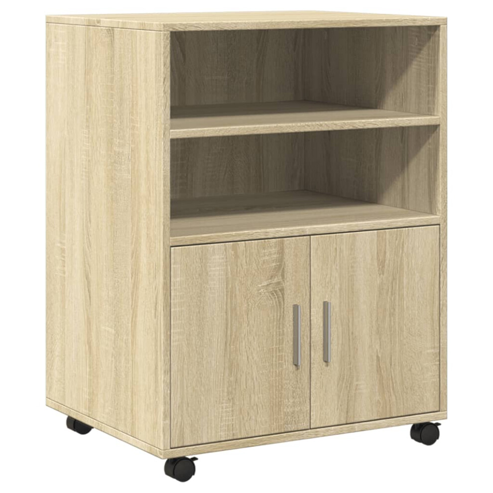 Vidaxl (Sonoma Oak) Rolling Cabinet Mobile Filing Cabinet Storage Cabinet Engineered Wood