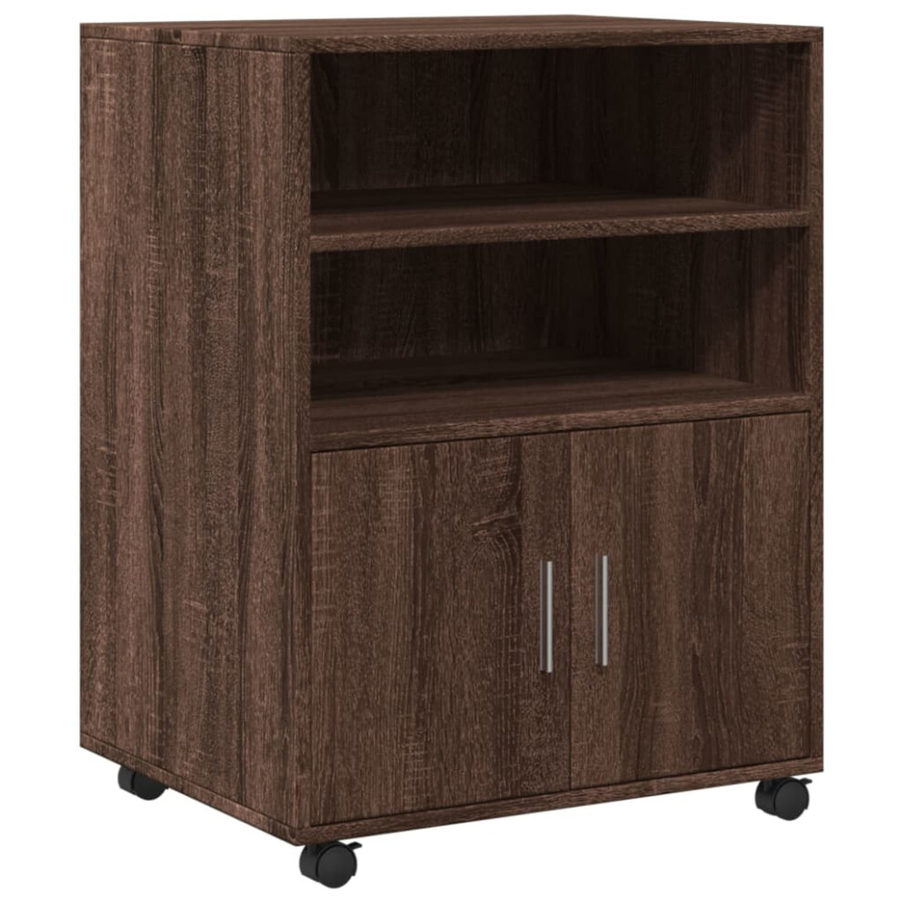 Vidaxl ( Oak) Rolling Cabinet Mobile Filing Cabinet Storage Cabinet Engineered Wood Brown