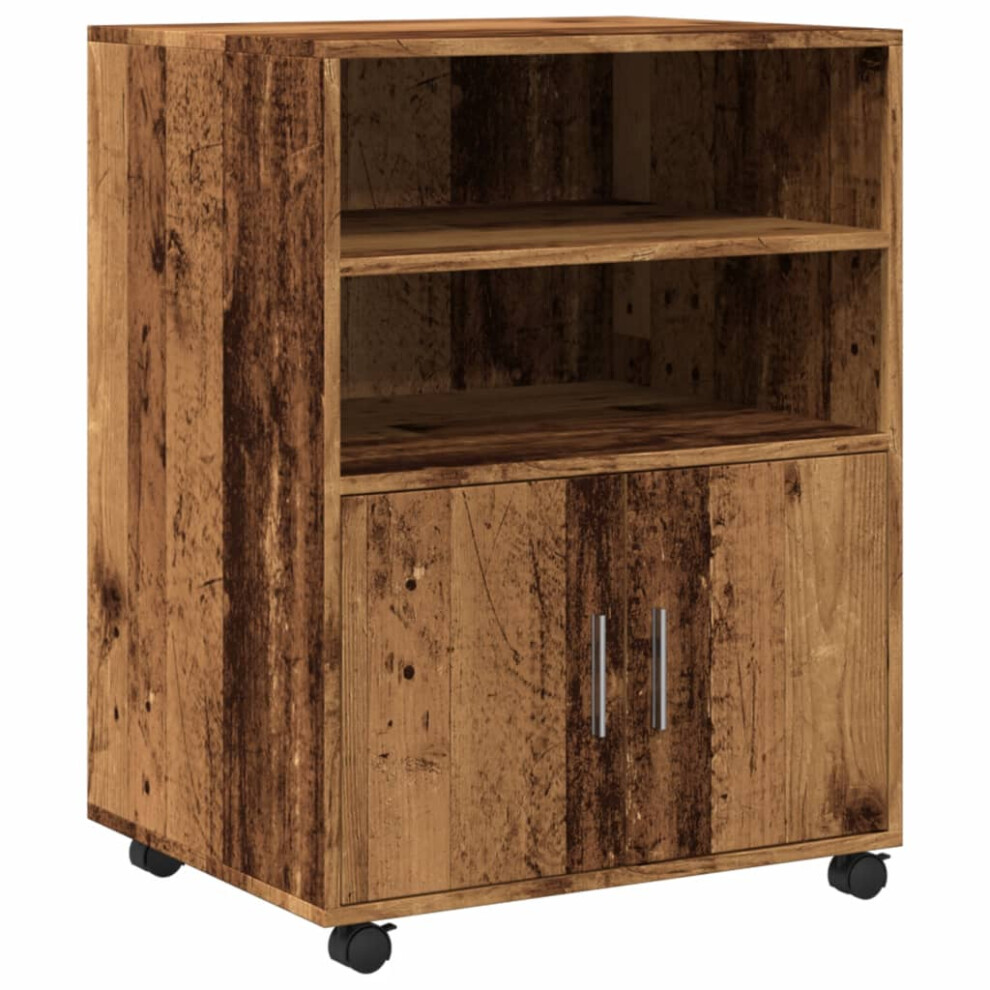 (old wood) vidaXL Rolling Cabinet Mobile Filing Cabinet Storage Cabinet Engineered Wood