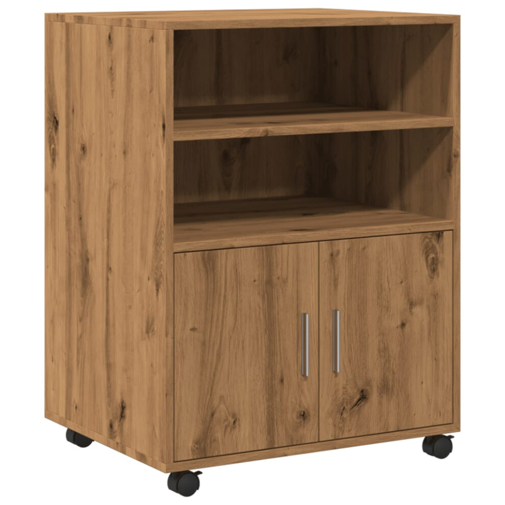Vidaxl (Oak) Rolling Cabinet Mobile Filing Cabinet Storage Cabinet Engineered Wood