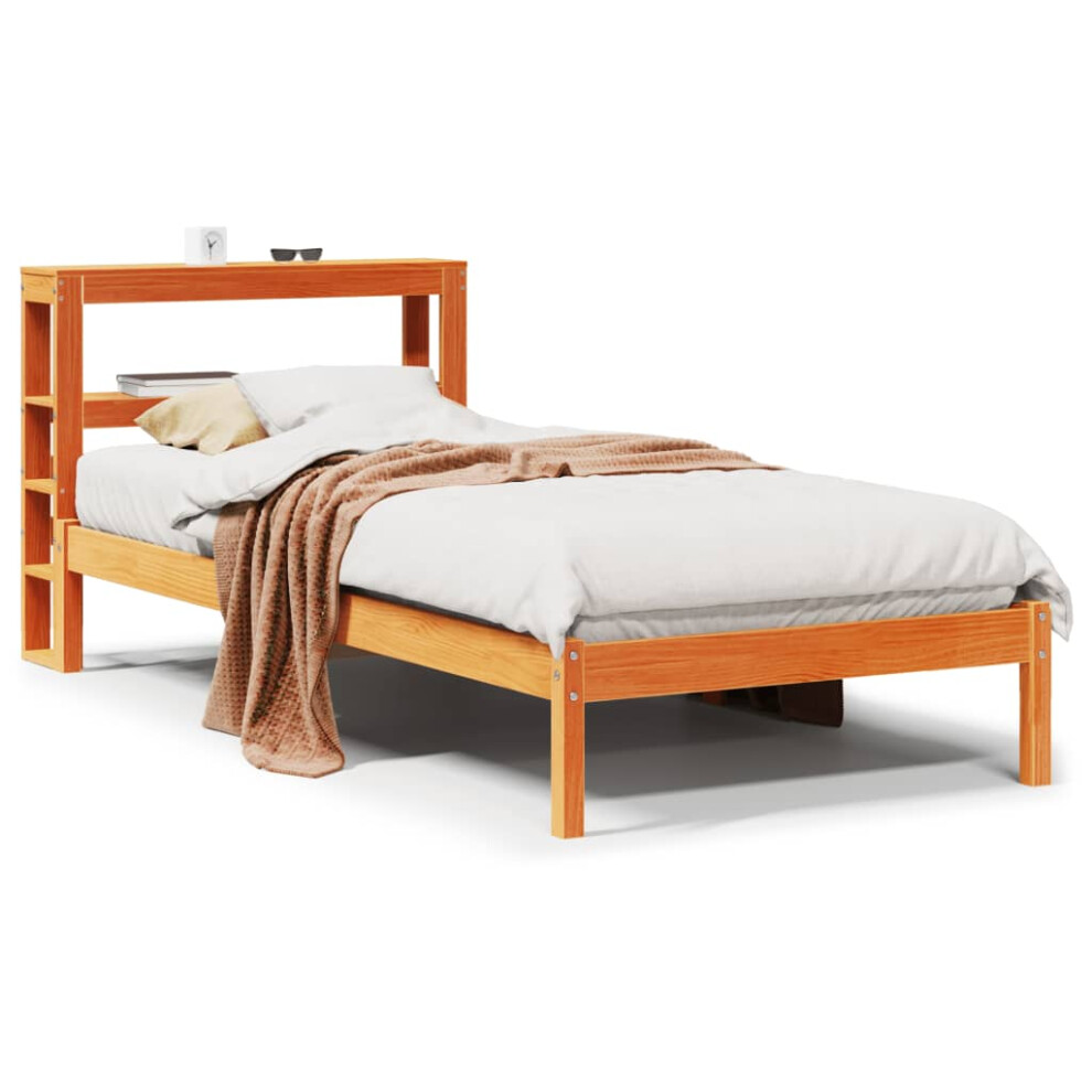 (brown, 90 x 200 cm) vidaXL Bed Frame with Headboard Bed Solid Wood Pine