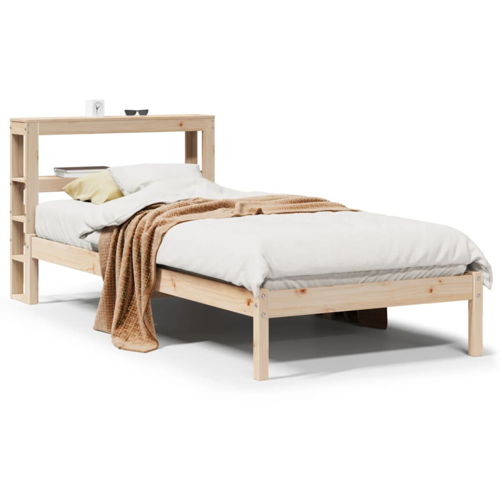 Vidaxl (Natural, 75 X 190 Cm) Bed Frame With Headboard Bed Solid Wood Pine