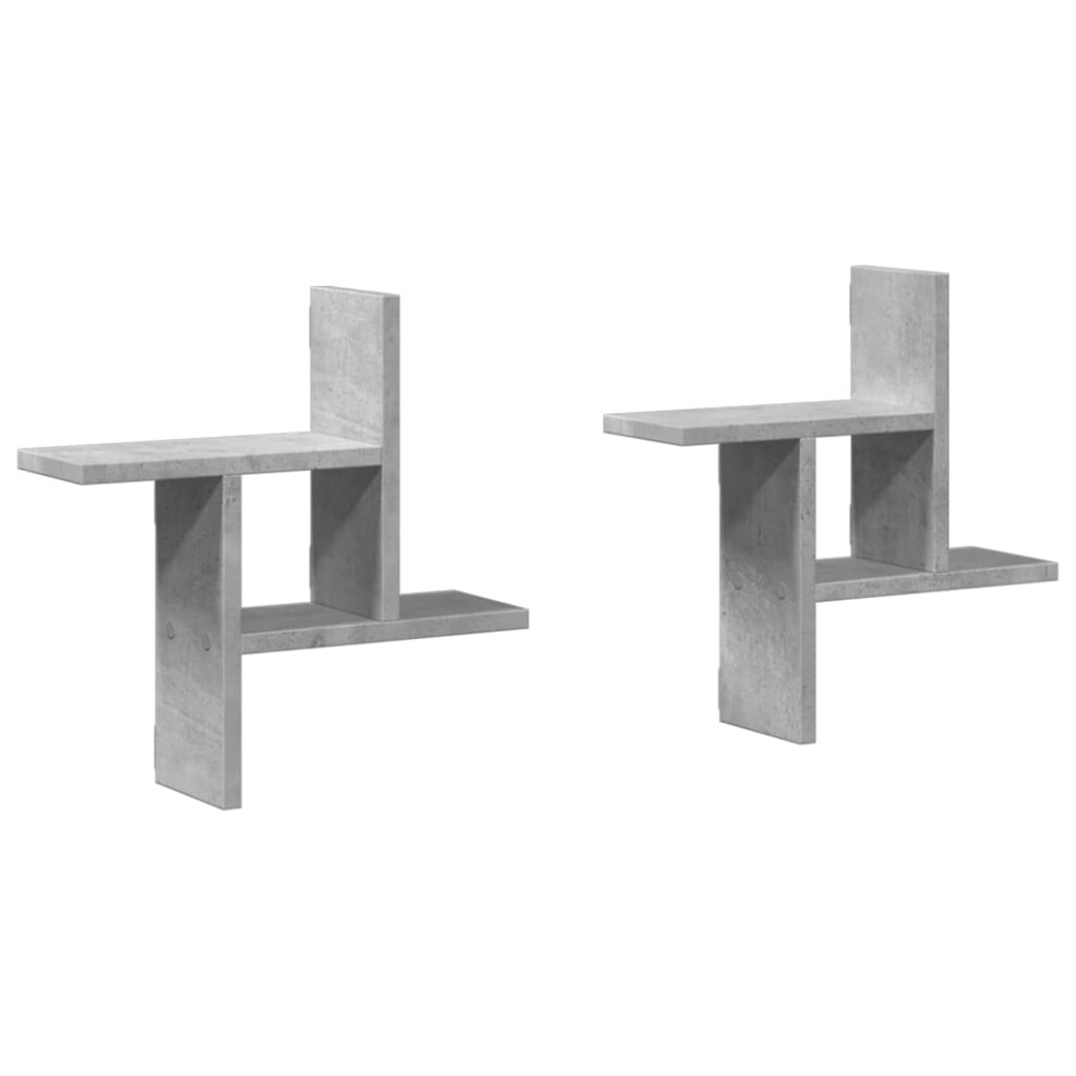 (Concrete Grey, 38 X 12 X 38 Cm) Vidaxl Wall Shelves Wall Storage Shelf Floating Shelf 2 Pcs Engineered Wood 8721158361134