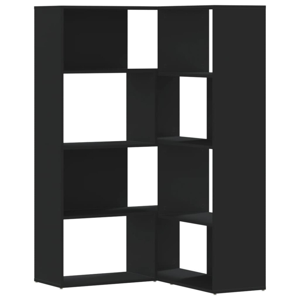 (black) vidaXL Corner Bookcase 4-Tier Corner Bookshelf Storage Cabinet Engineered Wood