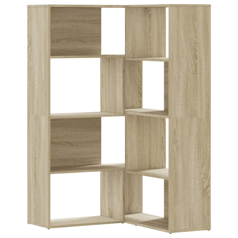 (sonoma oak) vidaXL Corner Bookcase 4-Tier Corner Bookshelf Storage Cabinet Engineered Wood