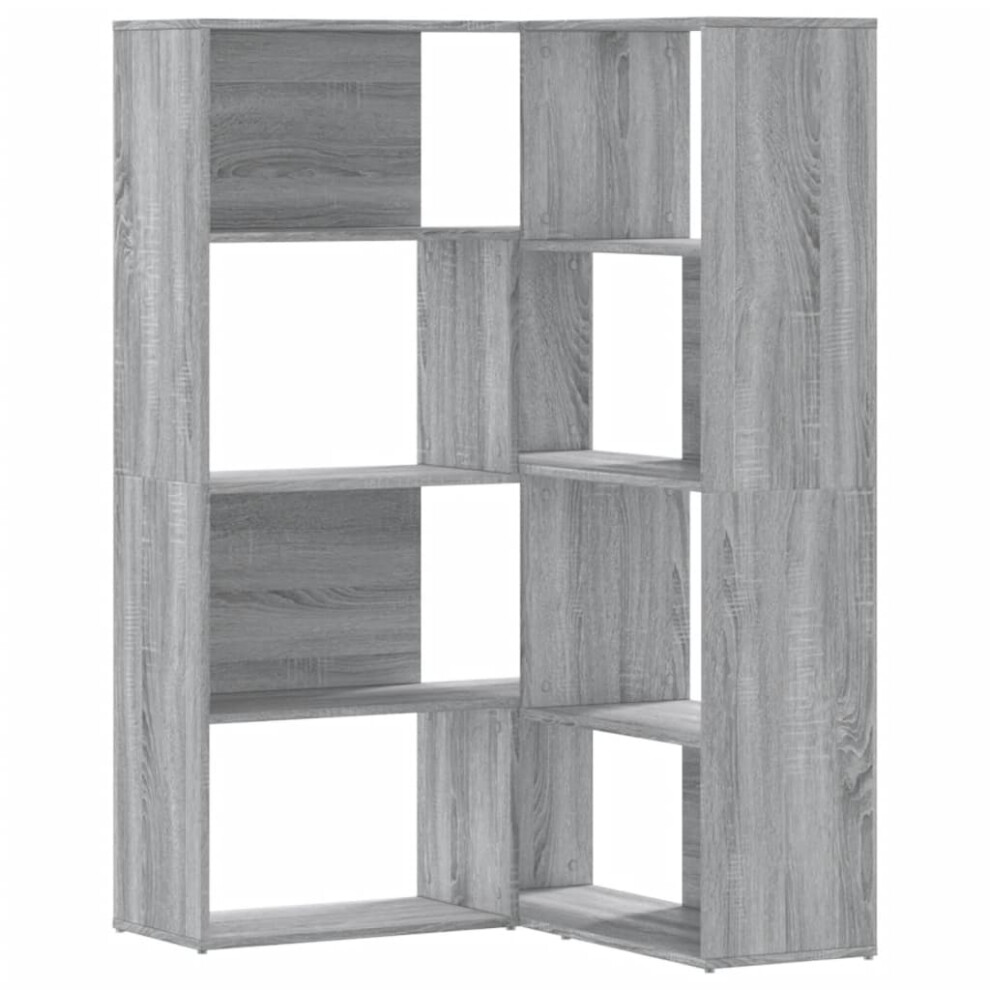 (grey sonoma) vidaXL Corner Bookcase 4-Tier Corner Bookshelf Storage Cabinet Engineered Wood