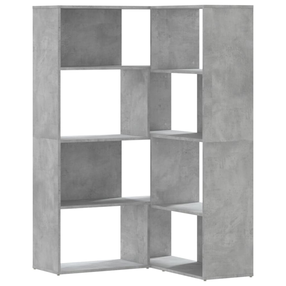 Vidaxl (Concrete Grey) Corner Bookcase 4-Tier Corner Bookshelf Storage Cabinet Engineered Wood
