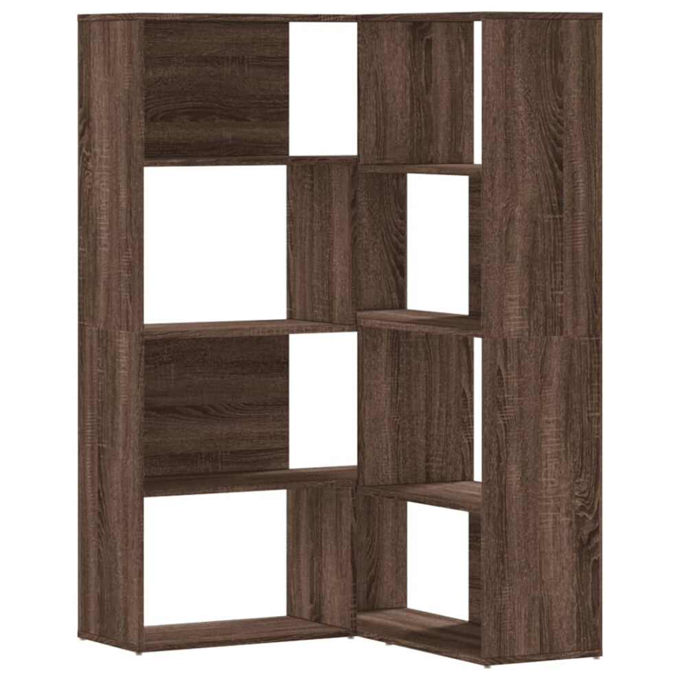 (brown oak) vidaXL Corner Bookcase 4-Tier Corner Bookshelf Storage Cabinet Engineered Wood