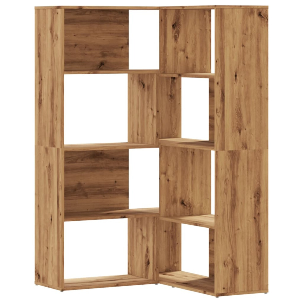 (oak) vidaXL Corner Bookcase 4-Tier Corner Bookshelf Storage Cabinet Engineered Wood