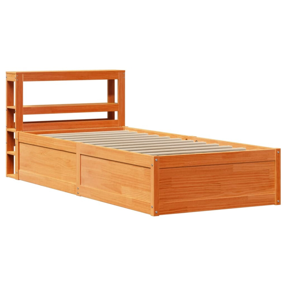 (wax brown, 100 x 200 cm) vidaXL Bed Frame with Headboard Bedstead Bed Base Solid Wood Pine