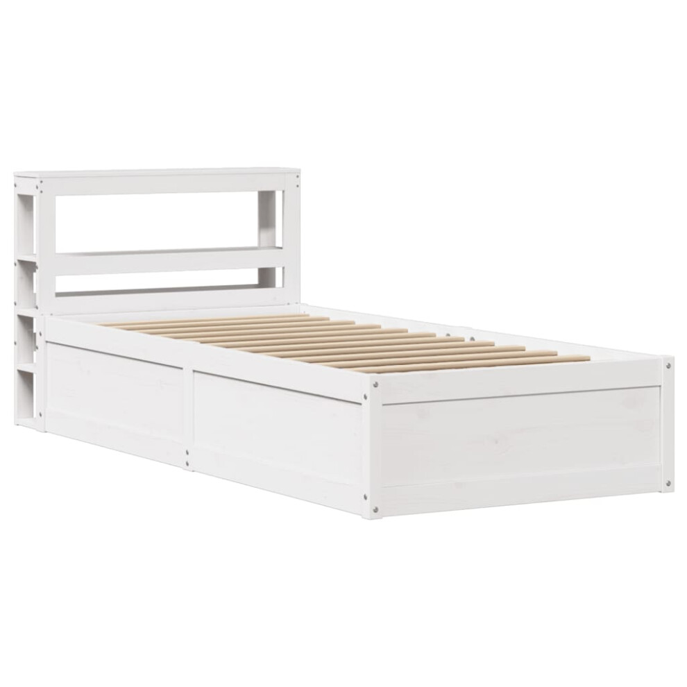 (white, 100 x 200 cm) vidaXL Bed Frame with Headboard Bedstead Bed Base Solid Wood Pine