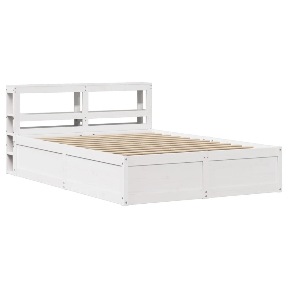 (white, 120 x 190 cm) vidaXL Bed Frame with Headboard Bedstead Bed Base Solid Wood Pine