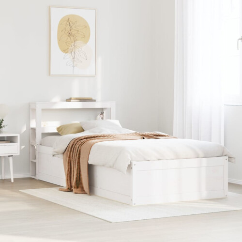 VidaXL (white, 90 x 190 cm) vidaXL Bed Frame with Headboard Bedstead Bed Base Solid Wood Pine 2